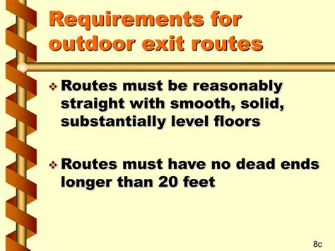 requirements for outside exit routes